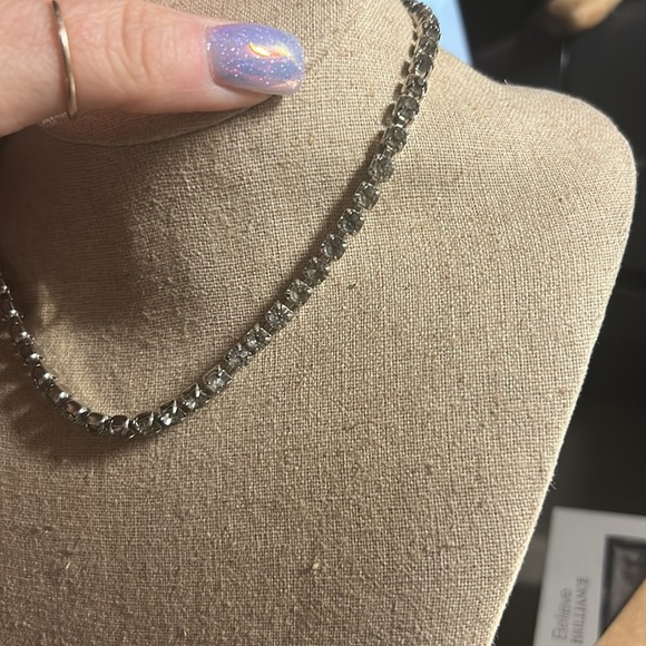 Elegant Silver Toned Tennis Choker Necklace - Picture 4 of 4